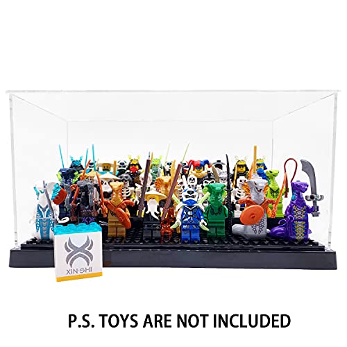 Minifigure Display Case for LEGO, 3-Tier Acrylic Dustproof, Black | Acrylic, Dustproof, 3 Removable Tiered Steps, Holds 35 Minifigures, Stackable, Desk Display, Gift for Collectors, Black - style: 1 PACK