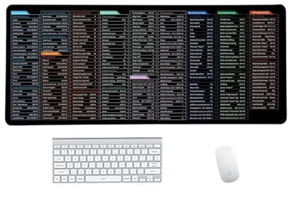 Quick Key Keyboard Mouse Pad, Non-Slip Desk Mat with Office Software Shortcuts Pattern, Upgraded Extended Large Rubber Base Mice Smooth Cloth Mouse Pad Desk Mat