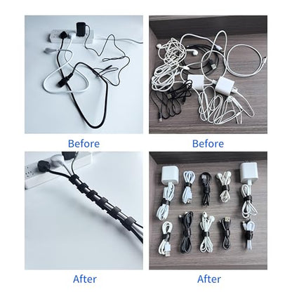 100 PCS 8 Inches Black Reusable Cable Ties, Adjustable Cord Straps, Cable Organizer, Cord Wrap and Hook Loop Cords Management - size: 8inches-100PCS