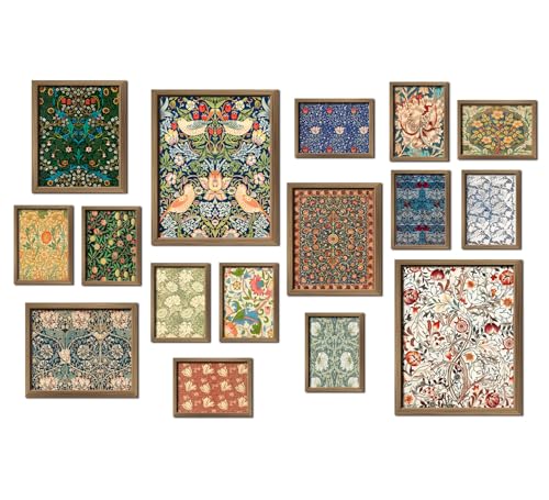 ANERZA 16 PCS William Morris Wall Art Decor, Floral Wall Prints for Bedroom, Vintage Artwork Posters for Room Aesthetic, Wall Collage Kit Pictures for Living Room, Colorful Dorm Gallery Home Decor - color: MediumBlue, size: 11"x14" Unframed