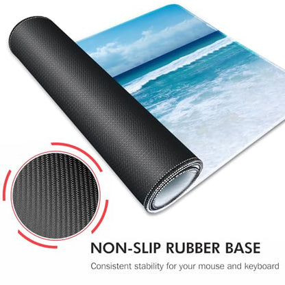 Galdas Gaming Mouse Pad XXL XL Large Long Extended Big Mousepad Non-Slip Rubber Keyboard Mouse Pad with Stitched Edges for Laptop Home Office (31.5x11.8x0.08 Inch) … (Wave 2025) - color: Wave 2025