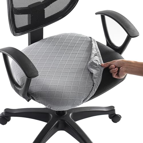 Stretch Jacquard Office Chair Cover, Removable Washable Desk Chair Cover, Anti-dust Seat Cushion Protectors - Grey - color: Grey, size: Chair Seat Cover