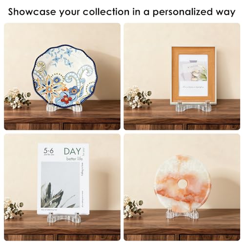 Acrylic Easel Display，Plate Stand for Display，Adjustable Clear Display Holder for 4" to 8" Platter, Book, Card, Frame, Picture, Artwork, Plaque ( Small-1pc 4"-8") - size: Small-1pc(4"-8")