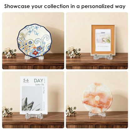 2 Pack Acrylic Easel Display，Plate Stand for Display，Adjustable Clear Display Holder for 4" to 8" Platter, Book, Card, Frame, Picture, Artwork, Plaque ( Small-2pcs 4"-8") - size: Small - 2pack (4"-8")