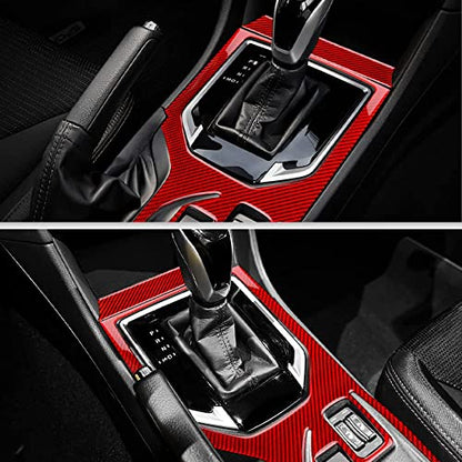 AIRSPEED Carbon Fiber Car Gear Shift Panel Cover Center Console External Frame Sticker Interior Trim for Subaru Impreza 2017-2023 Crosstrek 2018-2023 Accessories (Red) - color: External Frame Cover-Red