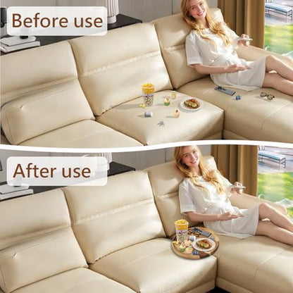 Sofa Tray, Solid Wood Tray Table Foldable, Couch Desk No Odor for Drinks Snacks Phone Remote Control (Orbicular) - size: Circle