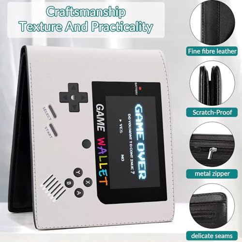 EXXBYELI Boys Wallet Gamepad Leather Wallets Credit Id Card Cash Holder Black Rfid Blocking Zipper Cute Cool Funny Aesthetic Wallets With Coin Pocket Id Window Teen Wallets for Boys Teenager Wallet - color: game-gray