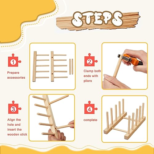Barydat 2 Pcs Wooden Puzzle Display Stand Jigsaw Holder Rack Puzzle Pot Lid Storage Organizer Shelf for Playroom Decor Craft Collection Lovers
