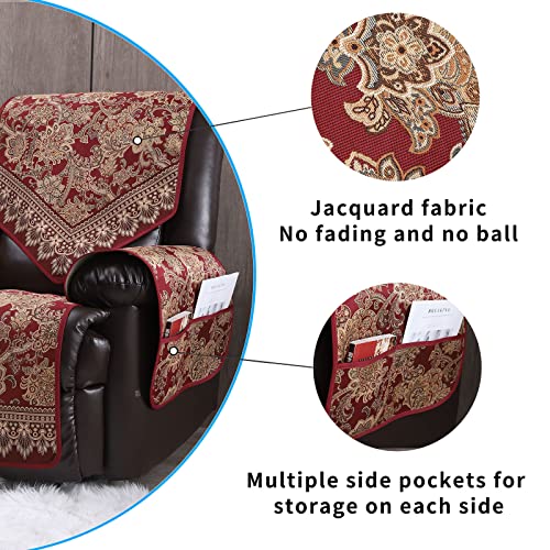 Recliner Chair Covers Non Slip Waterproof Large Recliner Covers for Leather Recliner,Electric Reclining Chair Covers for Living Room Dog Sofa Furniture Protective Cover Red - color: Red