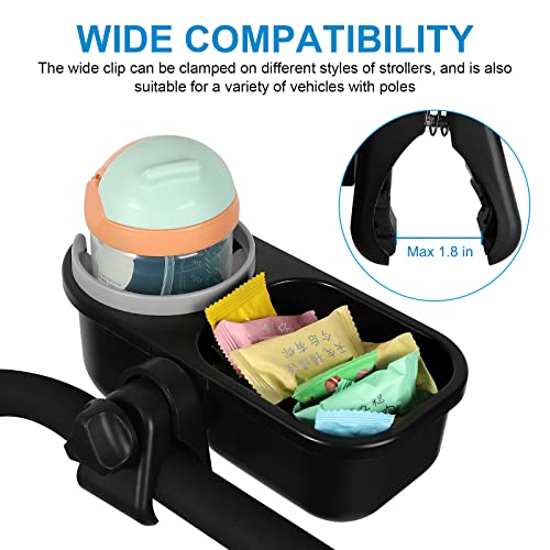 Accmor Stroller Cup Holder with Tray, Universal Cup Holder Tray for Uppababy Nuna Doona Strollers, Bottle Drinks Holder for Stroller, Wheelchair, Walker - style: Tray-2 in-1-Grey