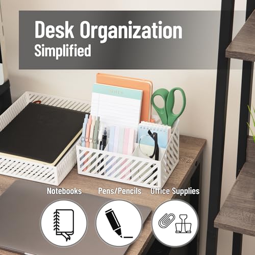 Mind Reader Desktop Organizer and Mail Sorter, Five Compartments, Office Supplies and Accessories, Metal, White - color: White Desk Organizer