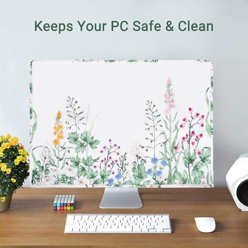 MOSISO Monitor Dust Cover 22,23,24,25 inch Anti-Static Dustproof LCD/LED/HD Panel Case Lush Weeds Computer Screen Protective Sleeve Compatible with iMac 24 inch, 22-25 inch PC, Desktop and TV, White - size: 22-25 inch