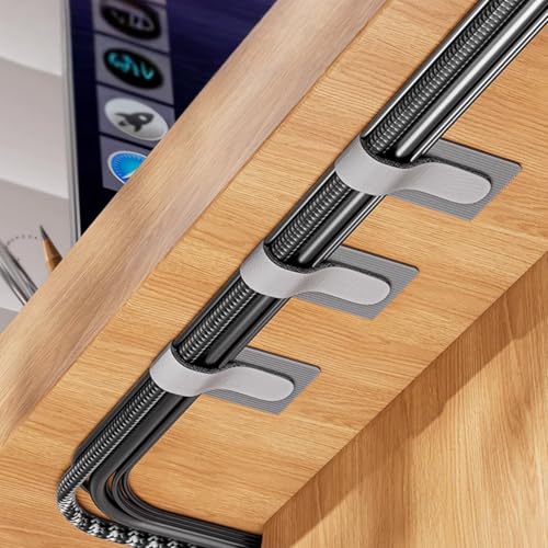 100 Pcs Hook and Loop Cable Straps,Self Adhesive Hook and Loop Cable Ties,Adjustable Cord Organizers for Desk,Reusable Wire Organizers for Cords,Cord Organizer (Grey) - color: Grey