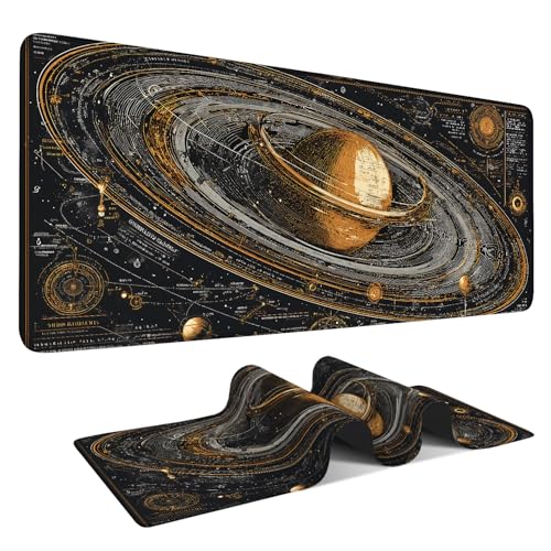 Saturn Planet Extended Gaming Mouse Pad 35.4 x 15.7 Inch – Space-Themed Desk Mat for Gaming, Office Work, and Study, with Non-Slip Rubber Base - color: #35, size: 35.4 x 15.7 Inch