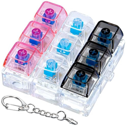 Keyboard Fidget Toy, Keyboard Keychain Fidget Toys, 9-in-1 Clicker Fidget Toy, Stress Relief Desk Decompression Button, Anxiety Relief Valentine's Day Gifts (3 Color-Clear Black Pink) - color: 3 Color-clear Black Pink