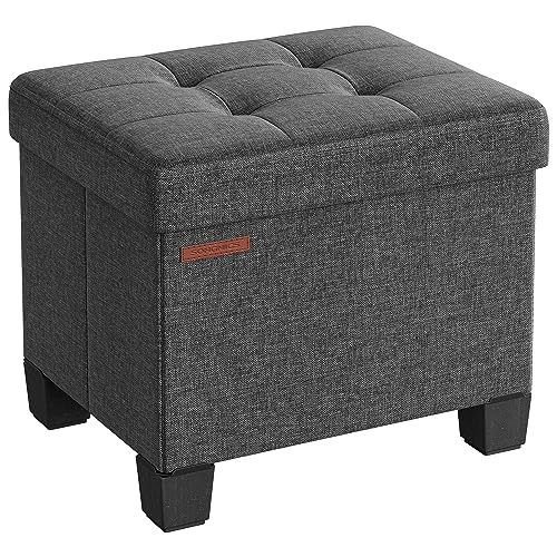 SONGMICS Storage Ottoman, Small Ottoman Foot Rest with Legs, 12.6 x 15.7 x 13.2 Inches Foot Stool, Load up to 660 lb, for Living Room, Bedroom, Dorm, Slate Gray ULSF012G01 - color: Slate Gray, size: 12.6"D x 15.7"W x 13.2"H