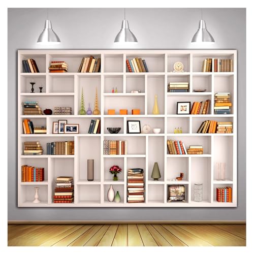CGXINS White Bookshelf Office Backdrop Photo Backdrop Video Conference Zoom Backdrop Home Office Decoration Banner Polyester Company Video Conference Background (8X6 FT) - size: 8X6 FT