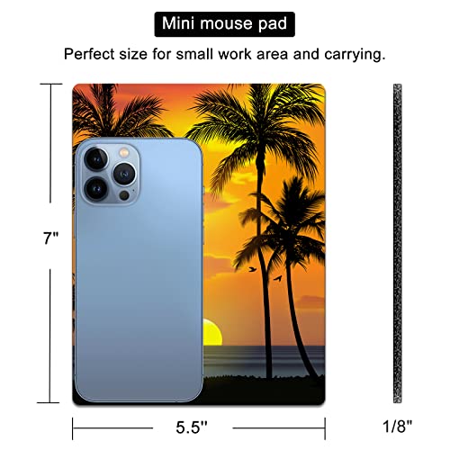Small Mouse Pad, Mini Mouse Pads for Wireless Mouse and Laptop, Travel Mousepads with Designs - Tropical Sunset Beach, Portable Mousepad with Non-Slip Rubber Base - 5.5 x 7 in - color: Summer Tropical Beach, size: 7L x 5.5W inches