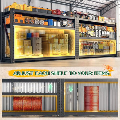 Bepatio 77" W Garage Shelving Storage Shelves, 3 Tier Metal Shelving Unit Heavy Duty for Storage, Adjustable Black Shelves for Commercial, Industrials, Garage, Basement, 6600lbs,77.2" W*23.7" D*66.2”H - size: 77.2"W x 23.7"D x 66.2"H, 3-Tier