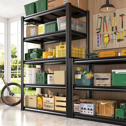 Raybee Storage Shelves Garage Shelving Heavy Duty,5-Tier Adjustable Garage Shelves,Metal Shelving for Garage,Basement, Warehouse,Pantry, 72" H x 31.5" W x 16.5" D，Black - size: 16.5"D x 31.5"W x 72"H,Black