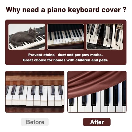 Explore Land 88 Keys Digital Piano Dust Cover with Music Stand Opening and Pockets - Waterproof Leatherette Electronic Keyboard Cover Fits for Most Piano(Burgundy) - color: Burgundy