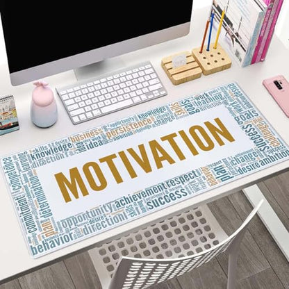 Motivation Gaming Mouse Pad XL Extended Large Desk Mat Big Mousepad Non-Slip Rubber Base Stitched Edge Long Desk Pad for Desktop PC Computer Gamer,31.5×11.8 Inch - color: Motivation