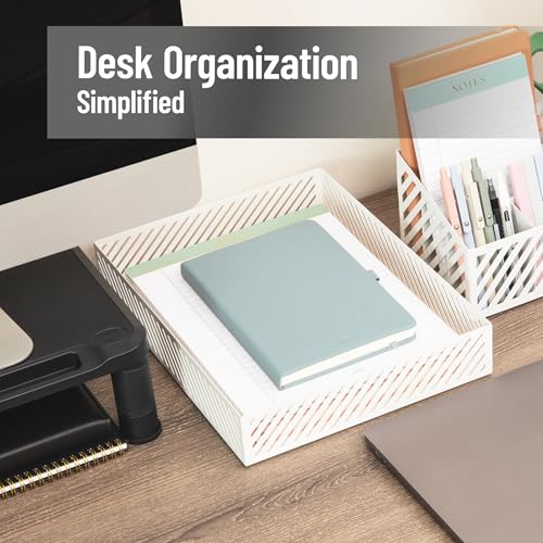 Mind Reader Metal Letter Size Paper Tray, Desktop Document Organizer with Non-Slip Pads, Office Desk Accessory Tray, Metal, White - color: White Paper Tray