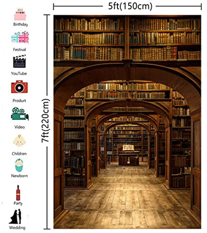 5X7ft Wizard School Backdrop Magic Library Photography Background for Portrait Photo Studio Props Background - size: 5X7ft