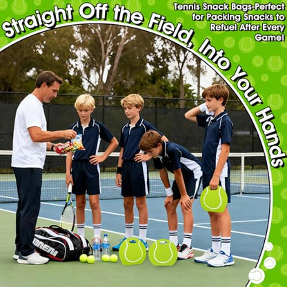 AKAIXI 24pcs 3.5Mil Thickened Tennis Gift Bags Reusable Sealed Snack Bags | with Handle Stand-up Tennis Goodie Bags for Tennis Themed Party Favors Birthday Supplies Lovers Players Coaches Gifts - color: Tennis