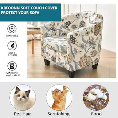 KRFOONN Club Chair Slipcover 2 Piece Stretch Printed Round Barrel Chair Covers Removable Tub Chair Slipcover with Elastic Bottom Chair Coverings Furniture Protector Cover for Living Room, A11 - color: Color A11