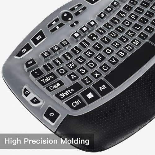 CaseBuy Keyboard Cover with Large Letters Compatible with Logitech K350 MK550 MK570 Wireless Wave Ergonomic Keyboard Protector with Oversized Print Letters -Black - color: Black Large Letters