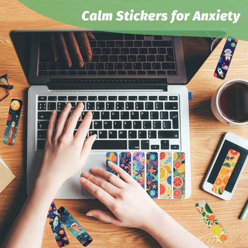 72 Pieces Anxiety Sensory Stickers with Storage Box - Sensory Stickers 2 Textured Surface - Fidget Strips for Office Desk Adult Stress (Cartoon) - style: Cartoon Style