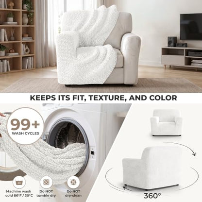 Premium Stretch Couch Covers for Sofa - Sofa Chair Cover Washable, Dogs & Pets Friendly - Elastic Polyester Loveseat Slipcovers - Non-Slip Love Seat Couch Covers - Crisp White (21"-39" Wide) - color: Crisp White, size: 21"-39" Wide