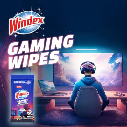 Windex Gaming Cleaning Wipes, Pre-Moistened Wipes to Instantly Clean all Gaming Gear and Electronics, Resealable Packaging for a Freshness Lock, 25 count (Pack of 2) - size: 25 Count (Pack of 2)