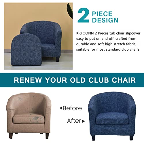 KRFOONN 2 Pieces Club Chair Slipcover Stretch Waterproof Tub Chair Slipcover Armchair Covers Sofa Cover Removable Round Barrel Chair Covers Couch Furniture Protector Cover for Living Room, A43 - color: Colora43