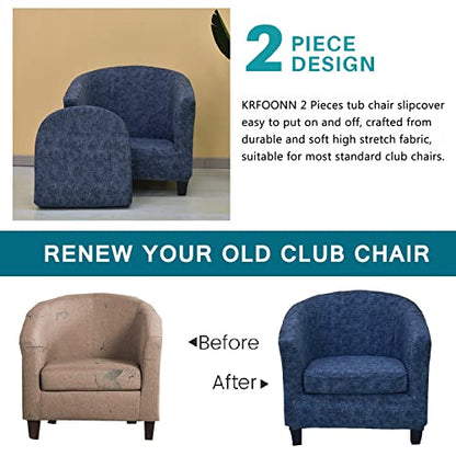 KRFOONN 2 Pieces Club Chair Slipcover Stretch Waterproof Tub Chair Slipcover Armchair Covers Sofa Cover Removable Round Barrel Chair Covers Couch Furniture Protector Cover for Living Room, A43 - color: Colora43