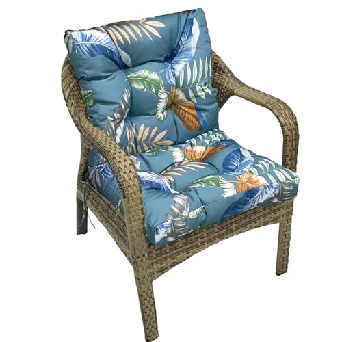 Patio Wicker Chair Cushions for Outdoor Furniture,Waterproof Outdoor Floral Rocking Chair Cushion with Ties for Indoor and Outdoor 41.7"*20.8"*3", Blue Ye - color: Blue Ye