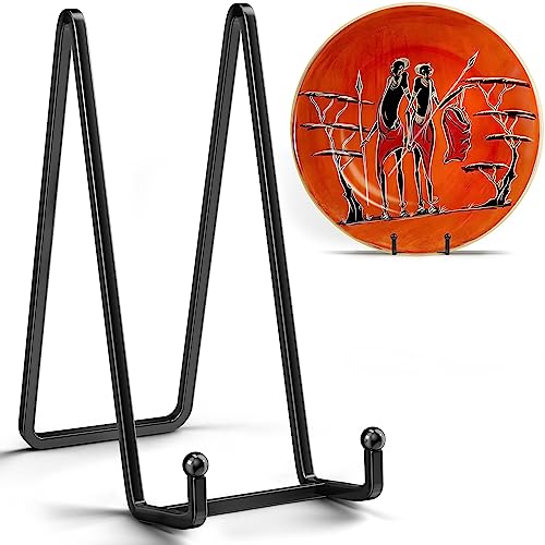 IPAME 10 Inch Large Plate Stands for Display - Metal Plate Holder Display Stand + Small Easels Picture Stand for Book, Platter, Plaque, Photo Frame, Tabletop Art (2 Pack) - size: 10 Inch