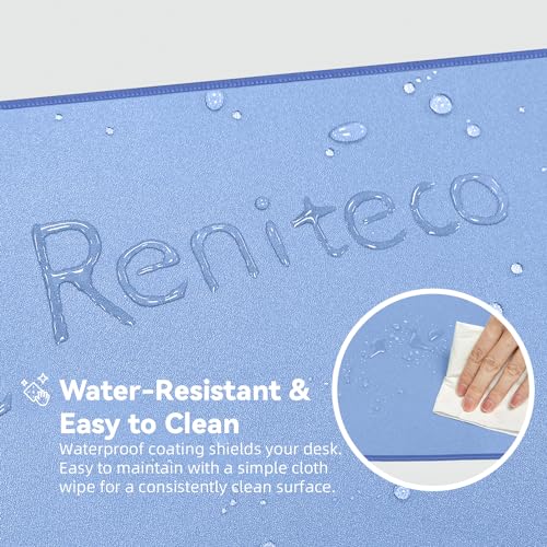 Reniteco Waterproof Large Gaming Mouse Pad with Durable Stitched Edges, Non-Slip Rubber Base, Grainy Jacquard Mouse Mat Desk Pad for Home Office Gaming, 27.6"x11.8"x0.12", Matte Blue - color: Matte Blue, size: 27.6''x11.8''x0.12"