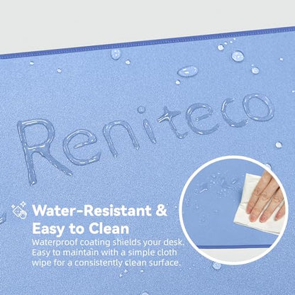 Reniteco Waterproof Large Gaming Mouse Pad with Durable Stitched Edges, Non-Slip Rubber Base, Grainy Jacquard Mouse Mat Desk Pad for Home Office Gaming, 27.6"x11.8"x0.12", Matte Blue - color: Matte Blue, size: 27.6''x11.8''x0.12"