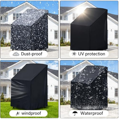 Outdoor Chair Cover Waterproof Sunproof Oxford Fabric with Drawstring - All Weather Protection for Patio, Garden, Balcony Furniture (Black 1 piece) - size: 42"*26.7"*24"(1 piece)