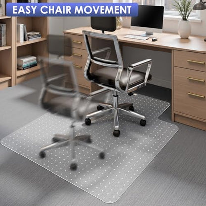 Kuyal Office Chair Mat for Carpet, 2 Pack 45x53 Clear Heavy Duty Computer Chair Mat with Lip, Under Desk Protector Carpeted Floors Mat, Easy Chair Movement,Ship Flat - size: 45" X 53" with Lip 2Pack