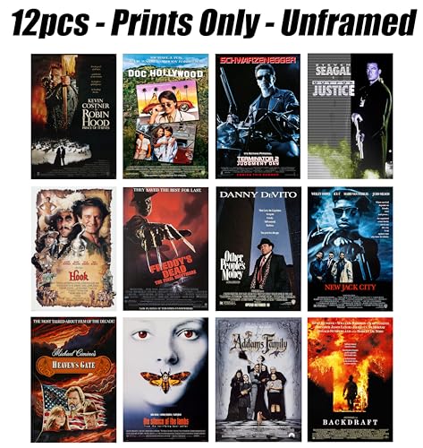 ArtDirect GalleryPack Wall Art – 12 Unframed 8x12 Movie Poster Prints from 1991, Collectible Décor for Home or Office - color: 1991 Movie Pack