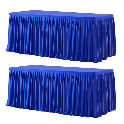 Wish Care 2 Pack Royal Blue Rectangle Table Clothes for 4 Foot Tables, Polyester Fitted Tablecloths 4ft Stretch Table Cover for Wedding, Birthday, Parties, Trade Show, Craft Show - color: Royal Blue, size: 48" x 24" (4 Ft - 2 Pcs)