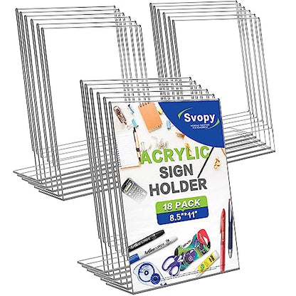 Acrylic Sign Stand Holders - 8.5 x 11 Inches Clear Plastic Table Paper Display Stand, Suit for Displaying Posters, Picture, Flyers, Menu - 18 Pack - style: 18 pack
