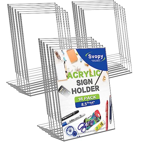 Acrylic Sign Stand Holders - 8.5 x 11 Inches Clear Plastic Table Paper Display Stand, Suit for Displaying Posters, Picture, Flyers, Menu - 18 Pack - style: 18 pack