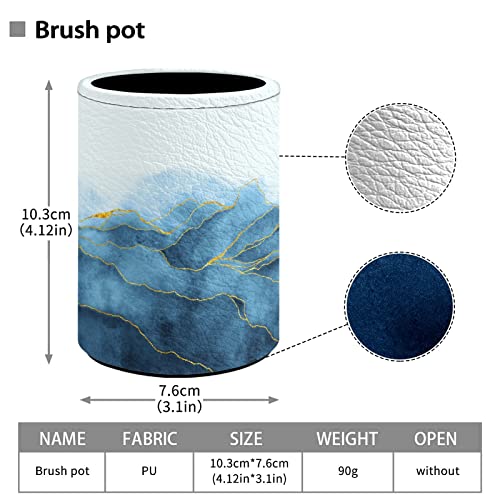 Marble Pen Holder Pencil Cup for Desk Organizer | Cute Makeup Brush Holder PU Multifunctional Office Suppliesfor Decor Home Classroom School - color: Marble