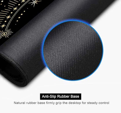 Black & Gold Large Mouse Pad, Boho Snake Witch Desk Mat for Desktop, Women Gaming Full Desk Mousepad, Moon Phases Computer Laptop Protector Writing Pad for School Office Home 35.4x15.7 in - color: Black & Gold Snake