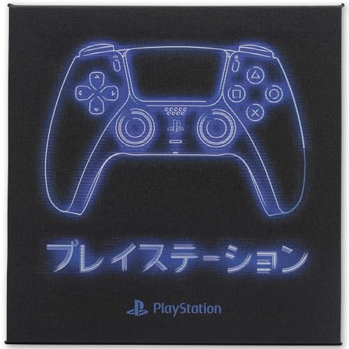 Open Road Brands Sony PlayStation Blue Controller Gallery Wrapped Canvas Wall Decor - PlayStation Wall Art for Game Room or Teen Bedroom - color: Black/Blue