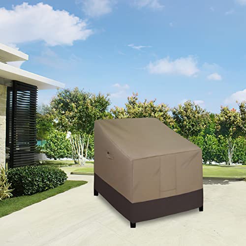 Easy-Going Outdoor Chair Cover Waterproof, Heavy Duty Patio Chair Cover, Windproof Outdoor Furniture Cover with Air Vent (1 Pack-33.5Wx31.5Dx36H inch, Camel/Dark Brown) - color: Camel/Dark Brown, size: 1 Pack-33.5Wx31.5Dx36H